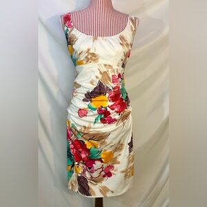 Suzi Chin Maggy Boutique Nordstrom White Colorful Floral Watercolor Dress Size 6